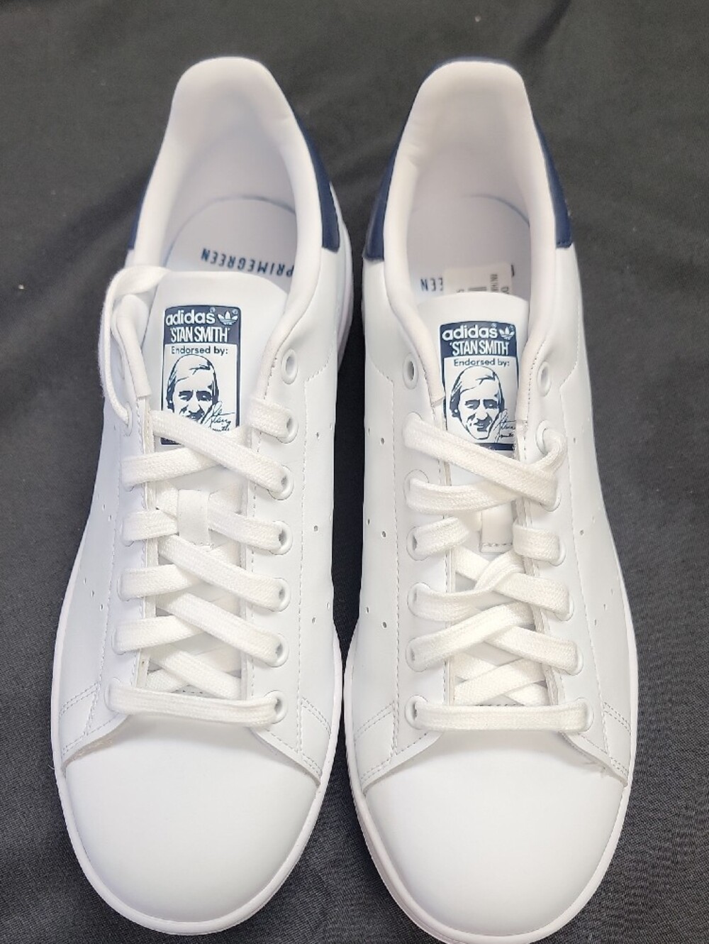 adidas Stan Smith White and Navy Low-Top Sneakers - Picture 2 of 5